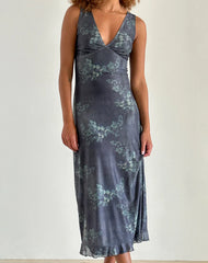 Gabriela Midi Dress in Faded Botanical Green
