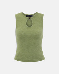 Reita Keyhole Top with Bead in Knit Olive
