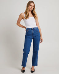 Ribcage Straight Ankle Denim Jeans Jazz Pop