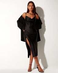 Shantique Midi Dress in Satin Black