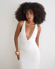 Georgina Maxi Dress in Cupro Off White