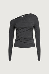 RUCHED ASYMMETRICAL LONG SLEEVE TOP
