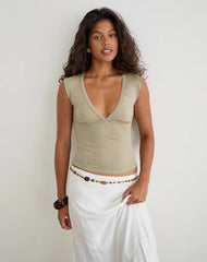 Emberly Plunge Top in Slate Green