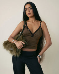 Tolani Cami Top in Heavy Mesh Khaki