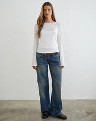 Levon Long Sleeve Top in Jersey Off White