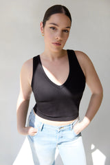 RIBBED BUILT-IN BRA TOP