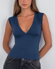 Emberly Plunge Top in Navy