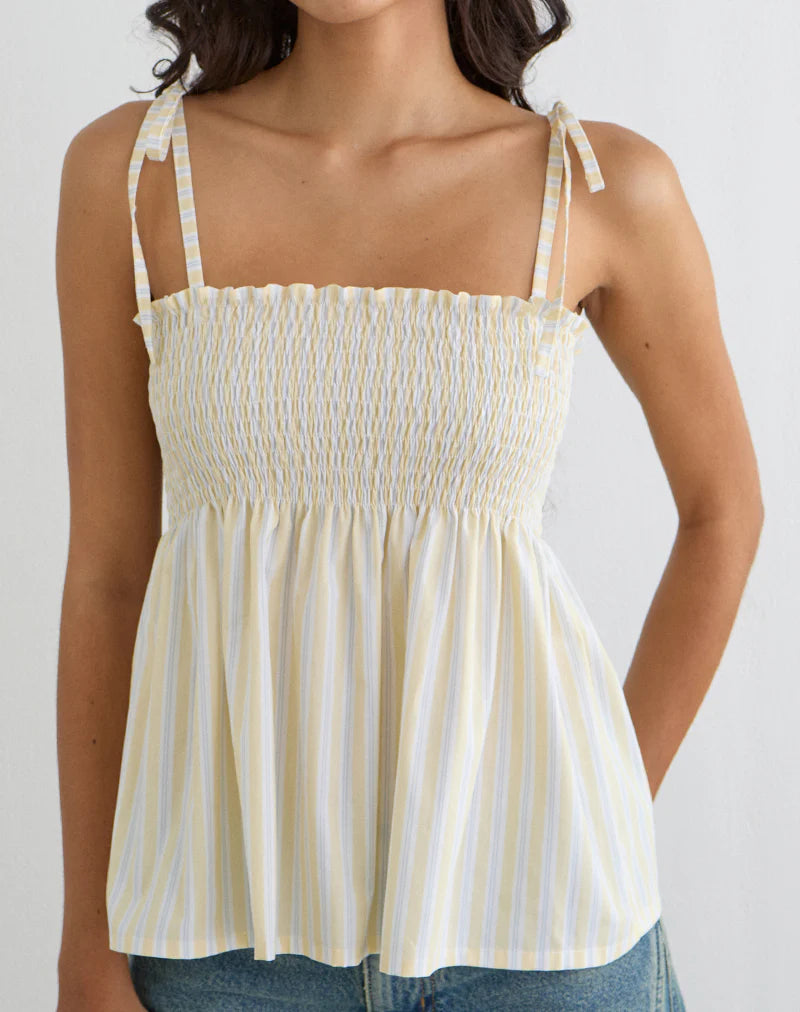 Zerah Top in Candy Stripe Yellow