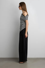 OFF SHOULDER ASYMMETRICAL STRIPE TOP
