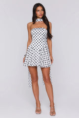 Twirl In Dots Polka Dot Mini Dress White