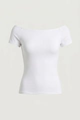COTTON WIDE NECKLINE TOP