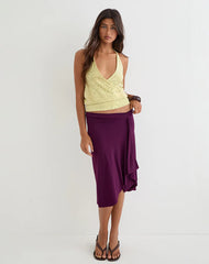Sadara Drape Halter Top in Green Leopard