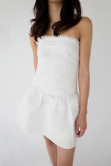 PINTUCK LACE TRIM TUBE TOP DRESS