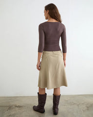 Trudis Wrap Top in Rayon Jersey Peppercorn