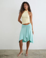 Raceline Halterneck Top in Rayon Jersey Lemon