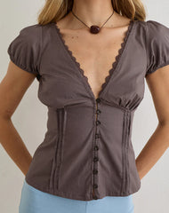 Ilias Corset Top in Poplin Peppercorn