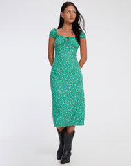 Lona Midi Dress in Paisley Fun Green