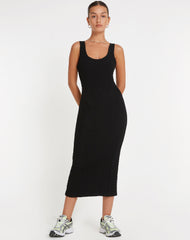 Roski Textured Midi Dress in Black
