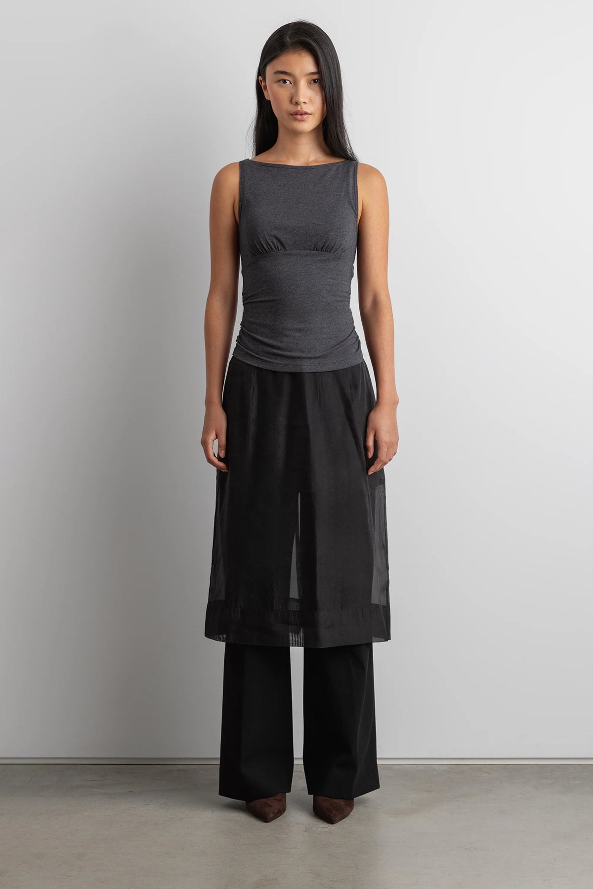 RUCHED HIGH NECK TANK TOP