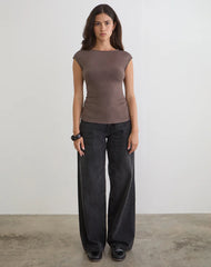 Novia Top with Ruched Sides in Coffee Quartz