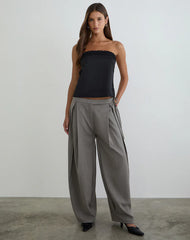 Minae Bandeau Top with Lace Trim in Satin Black