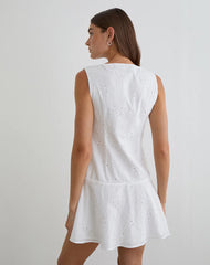 Raspati Mini Dress in Broderie White