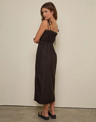 Haruko Midi Dress in Bitter Chocolate