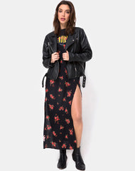Hime Maxi Dress in Soi Rose Black and Red
