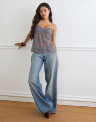 Camden Cami Top in Shadow Blossom Blue Chiffon