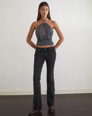 Karise Plunge Top in Cupro Charcoal Grey