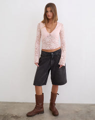 Yamuna Long Sleeve Top in Lace Soft Pink