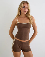 Solani Top in Cocoa Brown with Buttermilk Binding