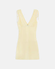 Carmila Gathered Mini Dress in Jersey Lemon