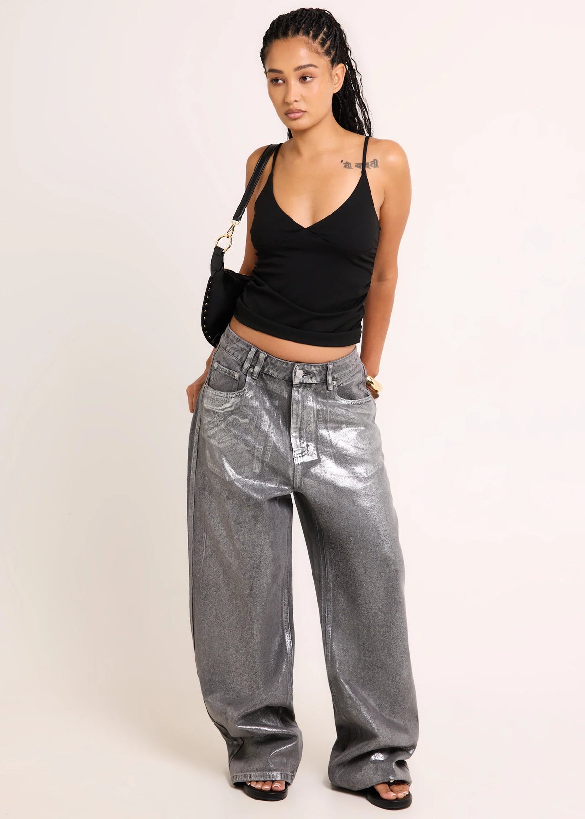 Razor Metallic Straight Denim Jeans