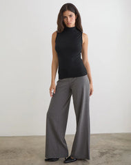Lysan High Neck Vest Top in Jersey Black
