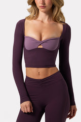 Soft Active Twist-Front Crop Top in Plum