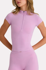 Soft Active Quarter-Zip Top in Sweet Pink