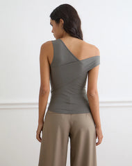 Sahar Top in Ribbed Warm Grey Eco Lyocell