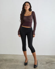 Nolita Ribbed Waist Top in Lace Dark Plum